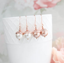 Load image into Gallery viewer, Rose Gold and Cream Pearl Acorn Earrings