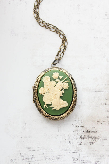 Big Locket Necklace | Fairy Cameo Necklace