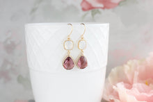 Load image into Gallery viewer, Dusty Plum  and Opal Glass Earrings