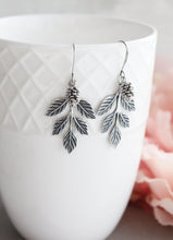 Load image into Gallery viewer, Silver Branch and Pine Cone Earrings