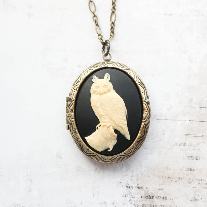 Big Locket Necklace | Owl Pendant Necklace