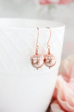 Load image into Gallery viewer, Acorn Earrings | Rose Gold and Pearl Drop