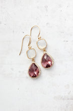 Load image into Gallery viewer, Dusty Plum  and Opal Glass Earrings