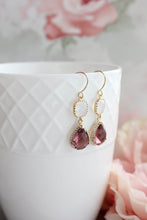 Load image into Gallery viewer, Dusty Plum  and Opal Glass Earrings