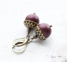 Load image into Gallery viewer, Acorn Necklace and Earrings | Blackberry Pearl