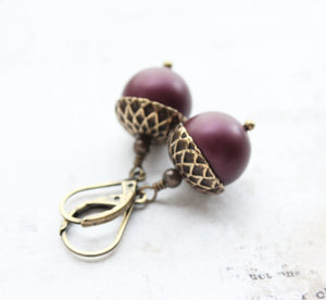 Acorn Necklace and Earrings | Blackberry Pearl