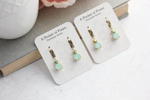 Little Drop Earrings | Chrysolite Opal Glass Jewel | Aqua Mint Glass