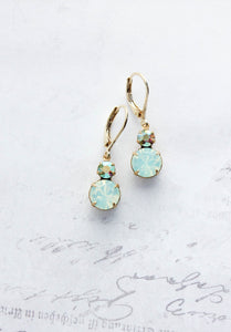 Little Drop Earrings | Chrysolite Opal Glass Jewel | Aqua Mint Glass