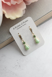 Green Glass Earrings | Vintage Glass