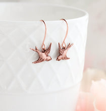 Load image into Gallery viewer, Rose Copper Flying Bird Earrings