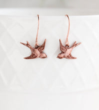 Load image into Gallery viewer, Rose Copper Flying Bird Earrings