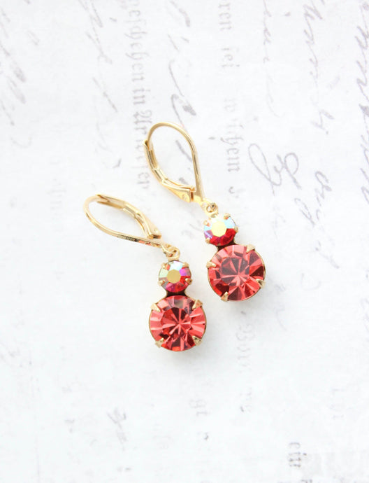 Little Coral Glass Drop Earrings | Vintage Glass