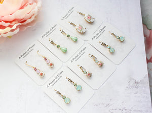 Little Drop Earrings | Chrysolite Opal Glass Jewel | Aqua Mint Glass