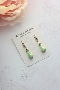 Green Glass Earrings | Vintage Glass