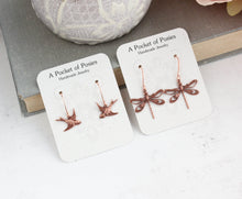 Load image into Gallery viewer, Rose Copper Flying Bird Earrings