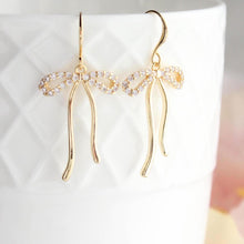 Load image into Gallery viewer, Crystal Bow Earrings