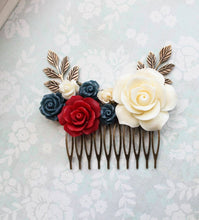 Load image into Gallery viewer, Bridal Hair Comb Big | Red and Navy Blue