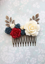 Load image into Gallery viewer, Bridal Hair Comb Big | Red and Navy Blue