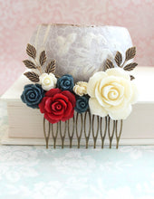 Load image into Gallery viewer, Bridal Hair Comb Big | Red and Navy Blue