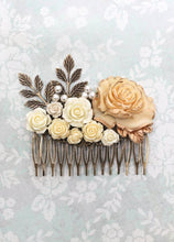 Load image into Gallery viewer, Big Bridal Hair Comb | Large Ivory Cream Rose