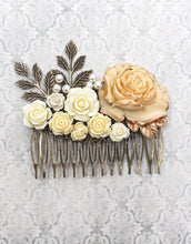 Load image into Gallery viewer, Big Bridal Hair Comb | Large Ivory Cream Rose