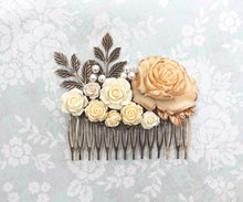 Load image into Gallery viewer, Big Bridal Hair Comb | Large Ivory Cream Rose