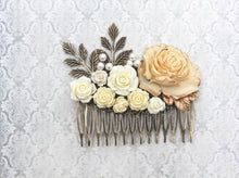 Load image into Gallery viewer, Big Bridal Hair Comb | Large Ivory Cream Rose