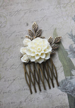 Load image into Gallery viewer, Cream Dahlia Hair Comb