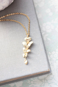 Gold Orchid Necklace | Flower Pendant