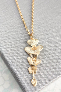 Gold Orchid Necklace | Flower Pendant