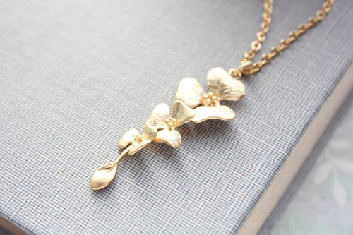 Gold Orchid Necklace | Flower Pendant