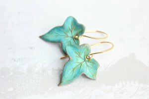 Verdigris Leaf Earrings