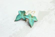 Load image into Gallery viewer, Verdigris Leaf Earrings