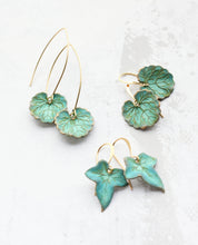 Load image into Gallery viewer, Verdigris Leaf Earrings