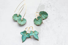 Load image into Gallery viewer, Green Leaf Earrings