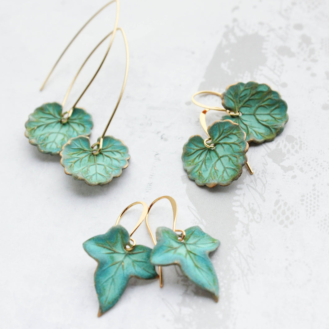 Verdigris Leaf Earrings