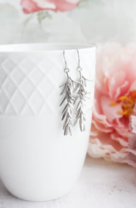 Rosemary Branch Earrings - Matte Silver