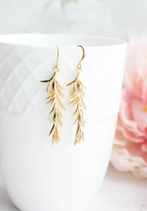 Rosemary Branch Earrings - Matte Silver