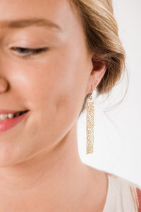 Long Bar Filigree Earrings - Gold