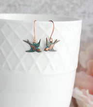 Load image into Gallery viewer, Small Bird Earrings - Copper Patina