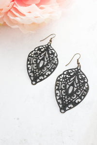 Big Filigree Earrings - Black