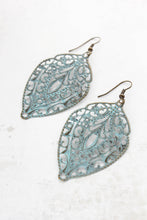 Load image into Gallery viewer, French Aqua Filigree Earrings