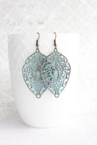 French Aqua Filigree Earrings