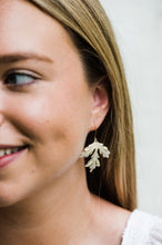 Load image into Gallery viewer, Gold Leaf Earrings - Shabby White Patina