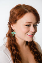 Load image into Gallery viewer, Three Leaf Branch Earrings - Verdigris Patina