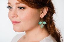 Load image into Gallery viewer, Three Leaf Branch Earrings - Verdigris Patina