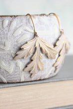 Load image into Gallery viewer, Gold Leaf Earrings - Shabby White Patina