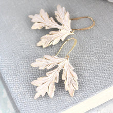 Load image into Gallery viewer, Gold Leaf Earrings - Shabby White Patina