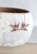 Load image into Gallery viewer, Flying Bird Earrings - Antiqued Copper