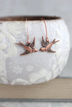 Load image into Gallery viewer, Flying Bird Earrings - Antiqued Copper